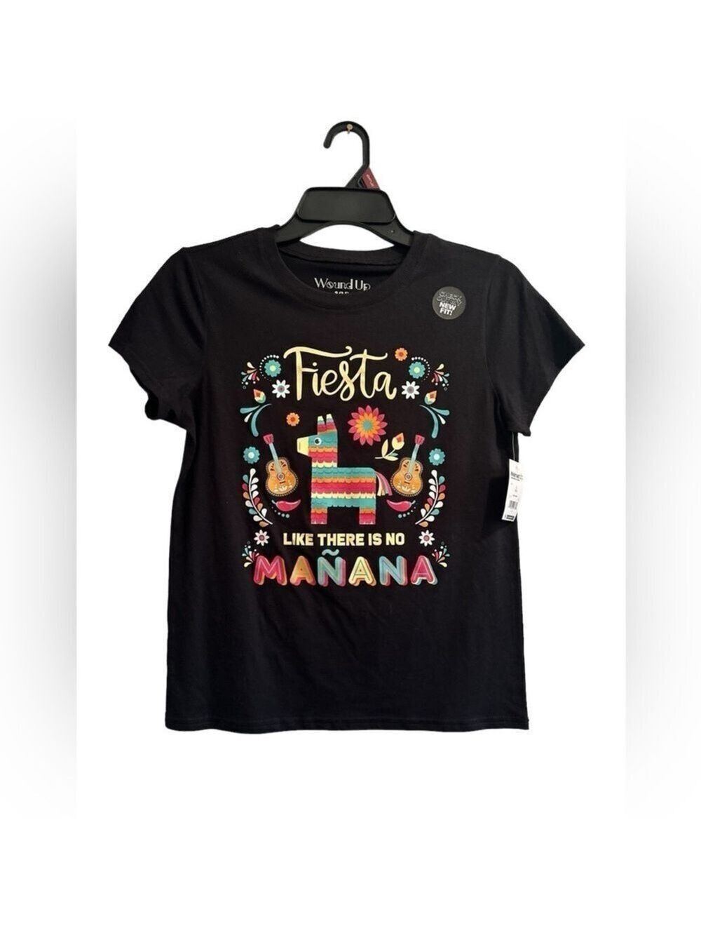 Wound Up Fiesta Manna Tee Shirt Girls Small 3-5 Black Short Sleeve NWT